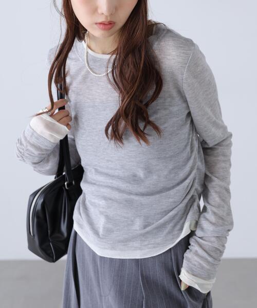 FREE'S MART(フリーズマート)の「◆シアーテレコレイヤード風カットソー(Tシャツ/カットソー・レディース・ホワイト系その他2/ホワイト/グレー系その他/ブラウン/グレー/ホワイト系その他・FREE)」の1枚目の写真