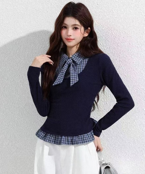 AVYL(アヴィル)の「襟付きドッキングレイヤード風長袖ニット(Tシャツ/カットソー・レディース・ブラック/ブラウン・M)」の14枚目の写真