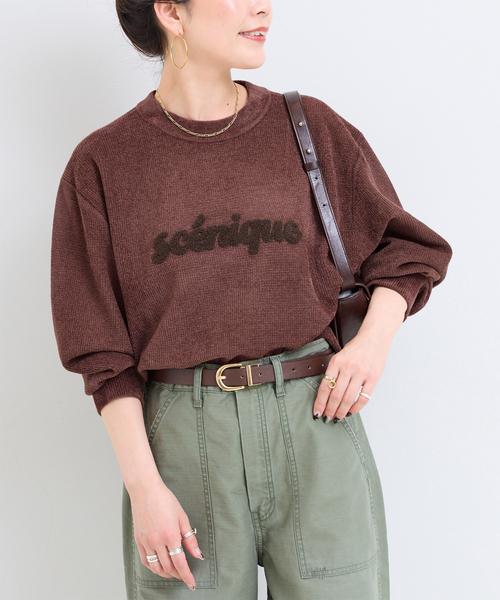 B.C STOCK(ベーセーストック)の「手洗い可 / ロゴモールニットプルオーバー(ニット/セーター・レディース・ピンク/ブラック/グリーン/ブラウン・FREE)」の2枚目の写真