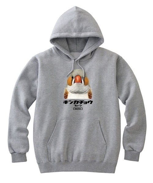 Moftique(モフティック)の「Moftique(モフティック) プルパーカー スウェット 裏毛 キンカチョウ フォーン 鳥 アニマル プリント トップス レディース ユニセックス(パーカー・レディース・ホワイト/ブラック/ヘザーグレー・XS/S)」の3枚目の写真
