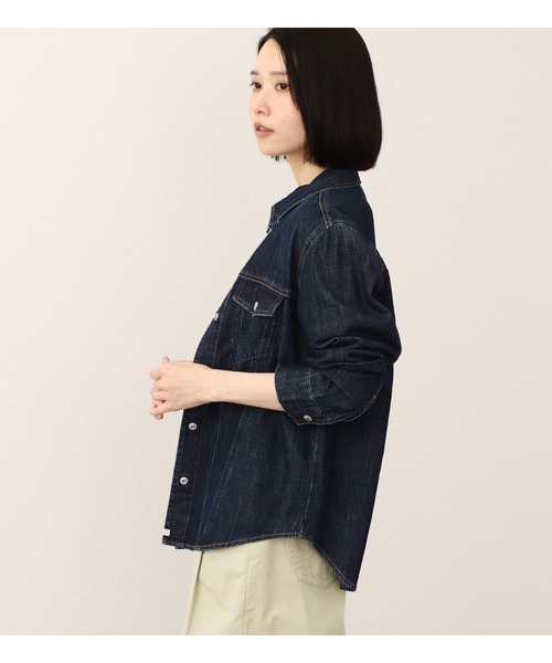 SOMETHING(サムシング)の「SOMETHING G-シャツ/ 長袖デニムシャツ(シャツ/ブラウス・レディース・ライトインディゴブルー/ブルー・FREE)」の7枚目の写真