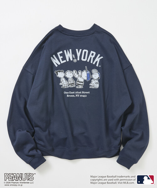 FREAK'S STORE(フリークスストア)の「限定展開 PEANUTS×MLB 別注 ビッグシルエット バックプリント スウェット / YANKEES(スウェット・メンズ・ピンク/ブラック/グレー/ネイビー・SMALL/MEDIUM/LARGE)」の14枚目の写真