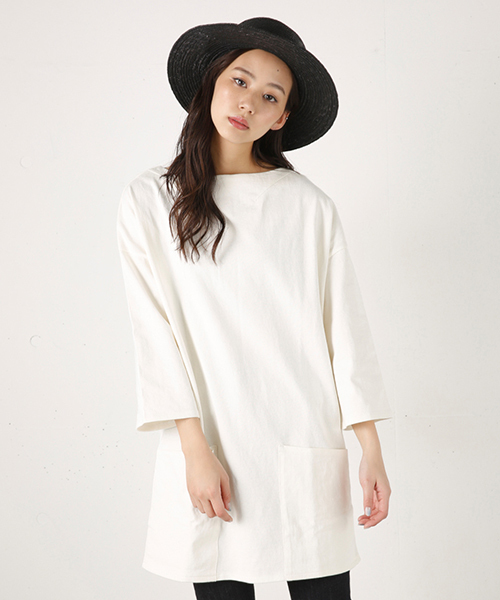 MOUSSY（マウジー）の「COTTON LOOSE PK OP（ワンピース・レディース・ベージュ系その他/ホワイト/ブルー/ライトイエロー・FREE）」の2枚目の写真