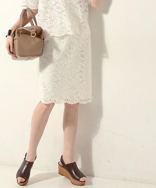 UNITED ARROWS(ユナイテッドアローズ)の「○UBMF コードレース タイトスカート②◆(スカート・レディース・ネイビー/オフホワイト/ベージュ/ライトブルー・36/40/38)」の1枚目の写真