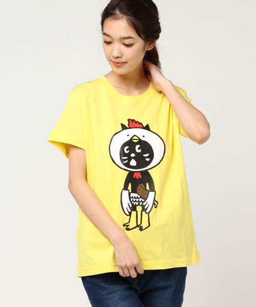 にゃー（ニャー）の「S (L)とりにゃー T（Tシャツ/カットソー・レディース・イエロー/ホワイト・02/03）」の2枚目の写真