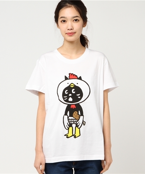 にゃー（ニャー）の「S (L)とりにゃー T（Tシャツ/カットソー・レディース・イエロー/ホワイト・02/03）」の3枚目の写真