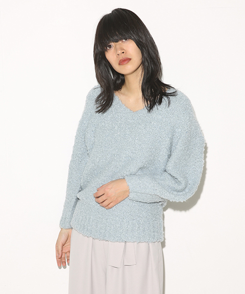 SLY（スライ）の「V/N LOOSE MG TOPS（ニット/セーター・レディース・ブラック/ライトブルー/オレンジ系その他/オフホワイト・FREE）」の4枚目の写真