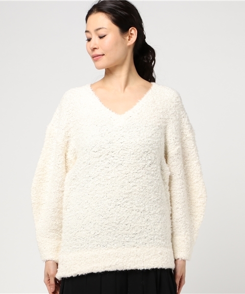 SLY（スライ）の「V/N LOOSE MG TOPS（ニット/セーター・レディース・ブラック/ライトブルー/オレンジ系その他/オフホワイト・FREE）」の5枚目の写真