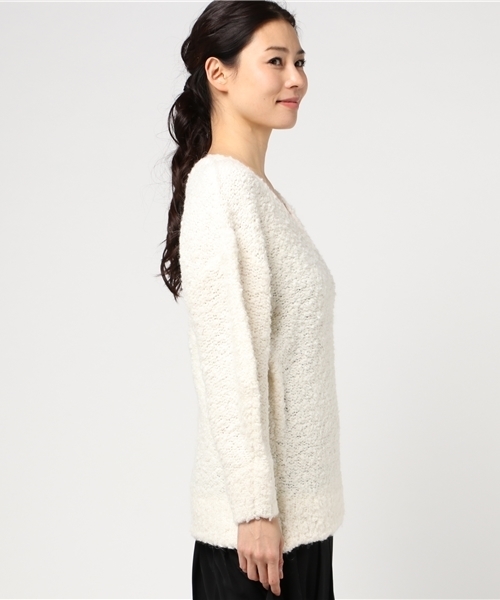 SLY（スライ）の「V/N LOOSE MG TOPS（ニット/セーター・レディース・ブラック/ライトブルー/オレンジ系その他/オフホワイト・FREE）」の6枚目の写真