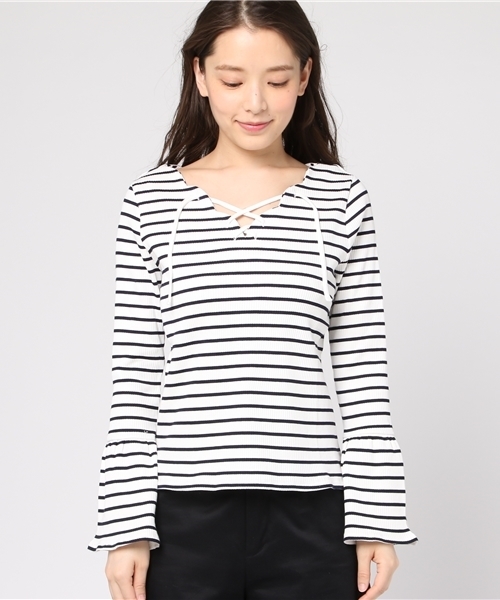 OLIVE des OLIVE(オリーブデオリーブ)の「★レースアッププルオーバー(Tシャツ/カットソー・レディース・ピンク系その他/その他/オフホワイト/イエロー・FREE)」の5枚目の写真