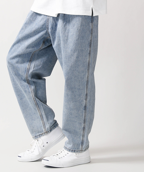 WEGO（ウィゴー）の「WEGO/ワイドデニムパンツ（デニムパンツ・メンズ・ライトインディゴブルー/インディゴブルー/ブラック・MEDIUM/LARGE）」の3枚目の写真