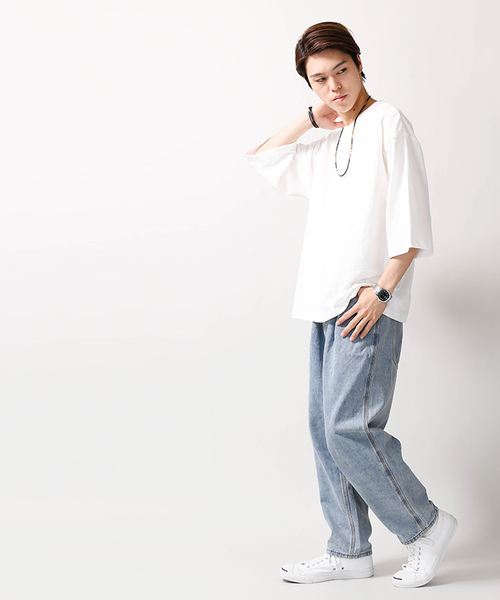 WEGO（ウィゴー）の「WEGO/ワイドデニムパンツ（デニムパンツ・メンズ・ライトインディゴブルー/インディゴブルー/ブラック・MEDIUM/LARGE）」の20枚目の写真