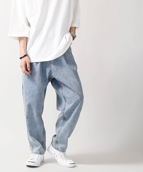 WEGO（ウィゴー）の「WEGO/ワイドデニムパンツ（デニムパンツ・メンズ・ライトインディゴブルー/インディゴブルー/ブラック・MEDIUM/LARGE）」の19枚目の写真