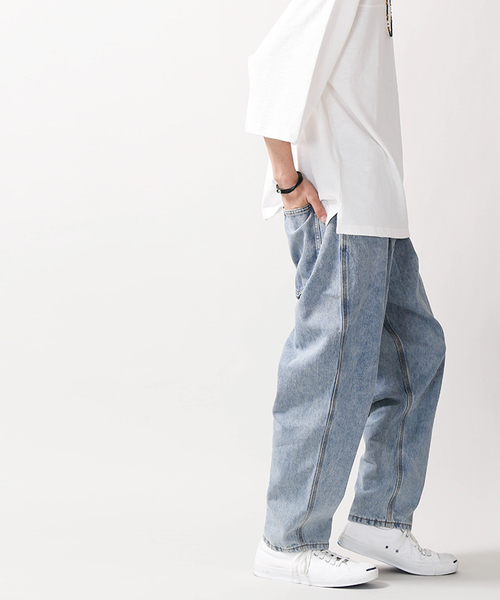 WEGO（ウィゴー）の「WEGO/ワイドデニムパンツ（デニムパンツ・メンズ・ライトインディゴブルー/インディゴブルー/ブラック・MEDIUM/LARGE）」の18枚目の写真