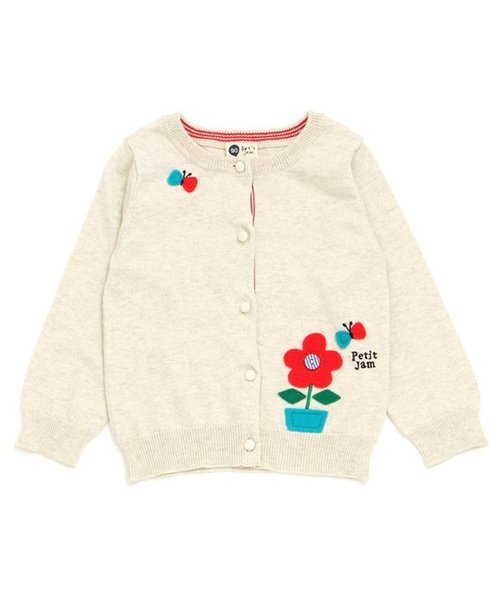 Petit jam（プチジャム）の「お花とティーポットのカーディガン（カーディガン/ボレロ・キッズ・グリーン/レッド/ベージュ/ネイビー・100/70/120/80/110/90/130/95）」の2枚目の写真