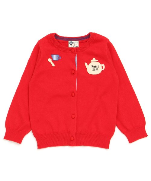 Petit jam（プチジャム）の「お花とティーポットのカーディガン（カーディガン/ボレロ・キッズ・グリーン/レッド/ベージュ/ネイビー・100/70/120/80/110/90/130/95）」の21枚目の写真