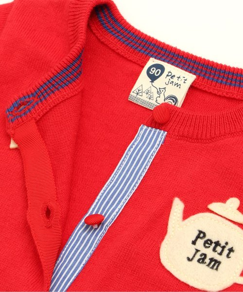 Petit jam（プチジャム）の「お花とティーポットのカーディガン（カーディガン/ボレロ・キッズ・グリーン/レッド/ベージュ/ネイビー・100/70/120/80/110/90/130/95）」の7枚目の写真