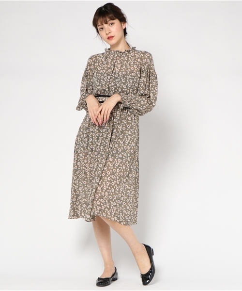 Cheek（チーク）の「ベロア配色花柄ワンピース（ワンピース・レディース・ブラック/ブラウン/モスグリーン・MEDIUM）」の14枚目の写真