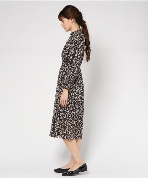 Cheek（チーク）の「ベロア配色花柄ワンピース（ワンピース・レディース・ブラック/ブラウン/モスグリーン・MEDIUM）」の13枚目の写真