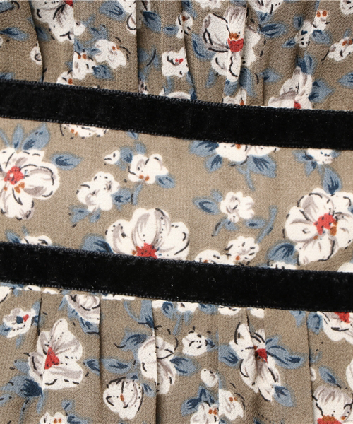 Cheek（チーク）の「ベロア配色花柄ワンピース（ワンピース・レディース・ブラック/ブラウン/モスグリーン・MEDIUM）」の11枚目の写真