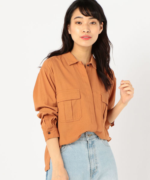 Prefer SHIPS（プリファーシップス）の「Prefer SHIPS:2ポケットシャツジャケット（シャツ/ブラウス・レディース・ブラック/ベージュ/オレンジ・ONE SIZE）」の3枚目の写真