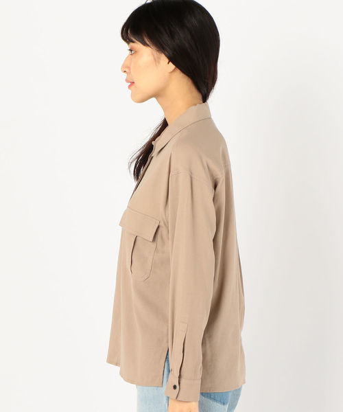 Prefer SHIPS（プリファーシップス）の「Prefer SHIPS:2ポケットシャツジャケット（シャツ/ブラウス・レディース・ブラック/ベージュ/オレンジ・ONE SIZE）」の5枚目の写真