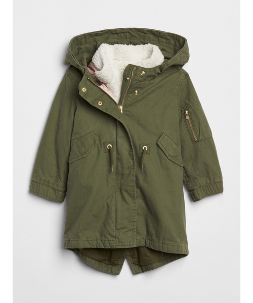 GAP（ギャップ）の「3-In-1 ボアパーカー（モッズコート・キッズ・オリーブ・110cm/80ｃｍ/90cm/95cm/100cm/105cm）」の3枚目の写真