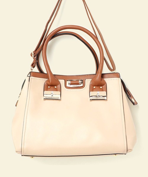 florist（フローリスト）の「【2way】【3点セット】配色ハンドルハンドバッグ（ハンドバッグ・レディース・ブラック/ベージュ/ネイビー/レッド/ピンク/イエロー/ダークグレー/キャメル/ライトブルー・FREE）」の4枚目の写真