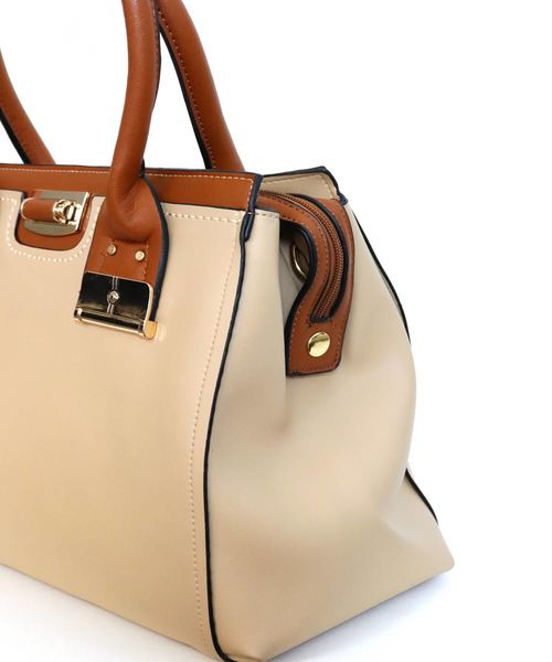 florist（フローリスト）の「【2way】【3点セット】配色ハンドルハンドバッグ（ハンドバッグ・レディース・ブラック/ベージュ/ネイビー/レッド/ピンク/イエロー/ダークグレー/キャメル/ライトブルー・FREE）」の20枚目の写真