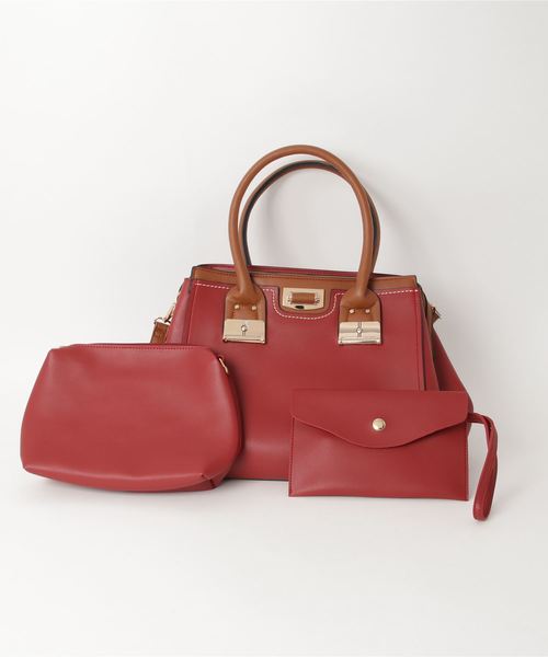 florist（フローリスト）の「【2way】【3点セット】配色ハンドルハンドバッグ（ハンドバッグ・レディース・ブラック/ベージュ/ネイビー/レッド/ピンク/イエロー/ダークグレー/キャメル/ライトブルー・FREE）」の16枚目の写真