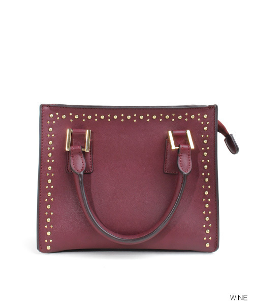 RANDA（ランダ）の「サイドジッパースタッズバッグ（ショルダーバッグ・レディース・ブラック/ワイン・FREE）」の2枚目の写真