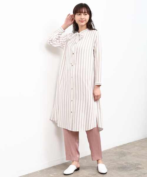 Adam et rope ピンク ストライプ ワンピース ADAM ET ROPE アダムエロペ シャツワンピース ピンクストライプ