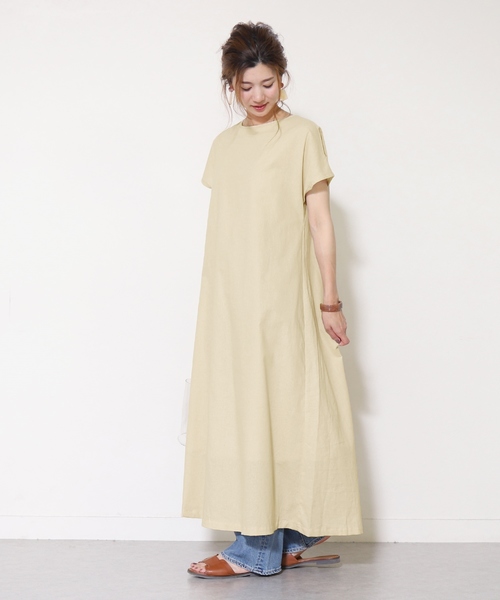reca(レカ)の「ゆるシルエットAラインフレアワンピース バック編み上げデザイン(ワンピース・レディース・ブラック/ベージュ/カーキ/キャメル・M)」の11枚目の写真