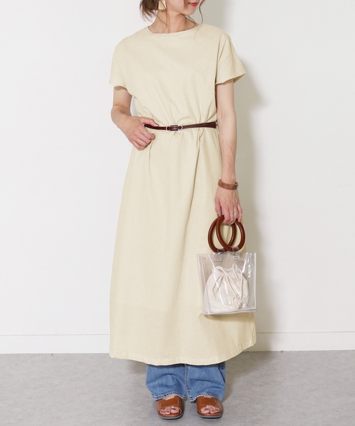 reca(レカ)の「ゆるシルエットAラインフレアワンピース バック編み上げデザイン(ワンピース・レディース・ブラック/ベージュ/カーキ/キャメル・M)」の8枚目の写真
