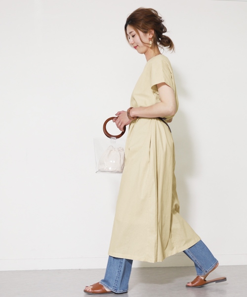 reca(レカ)の「ゆるシルエットAラインフレアワンピース バック編み上げデザイン(ワンピース・レディース・ブラック/ベージュ/カーキ/キャメル・M)」の5枚目の写真