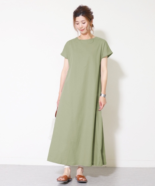 reca(レカ)の「ゆるシルエットAラインフレアワンピース バック編み上げデザイン(ワンピース・レディース・ブラック/ベージュ/カーキ/キャメル・M)」の9枚目の写真