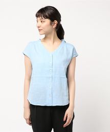 AMERICAN HOLIC | リネンブレンドフロントボタンVネックブラウス(シャツ/ブラウス)
