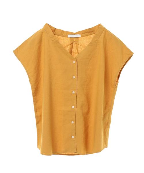 AMERICAN HOLIC（アメリカンホリック）の「リネンブレンドフロントボタンVネックブラウス（シャツ/ブラウス・レディース・レッド系その他5/イエロー/ターコイズブルー/サックスブルー・FREE）」の6枚目の写真