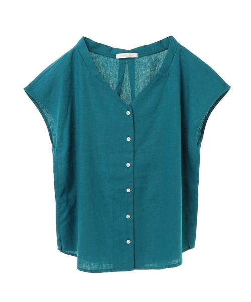 AMERICAN HOLIC（アメリカンホリック）の「リネンブレンドフロントボタンVネックブラウス（シャツ/ブラウス・レディース・レッド系その他5/イエロー/ターコイズブルー/サックスブルー・FREE）」の7枚目の写真