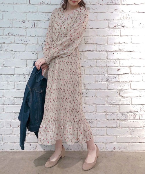 【PHASE EIGHT】ネイビー×ピンク♪花柄プリーツワンピース PHASE EIGHT】ネイビー×ピンク♪花柄プリーツワンピース