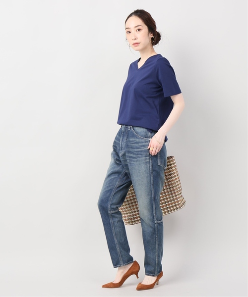 B.C STOCK(ベーセーストック)の「【汗染み防止】VネックTシャツ(Tシャツ/カットソー・レディース・ホワイト/ブラック/ベージュ/ブルー系その他・FREE)」の9枚目の写真