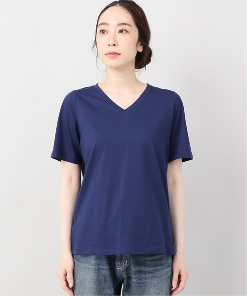 B.C STOCK(ベーセーストック)の「【汗染み防止】VネックTシャツ(Tシャツ/カットソー・レディース・ホワイト/ブラック/ベージュ/ブルー系その他・FREE)」の14枚目の写真