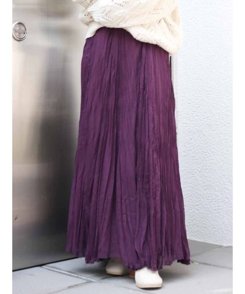 Ungrid（アングリッド）の「ランダムプリーツマキシスカート（スカート・レディース・ブラック/パープル/ベージュ・FREE）」の3枚目の写真