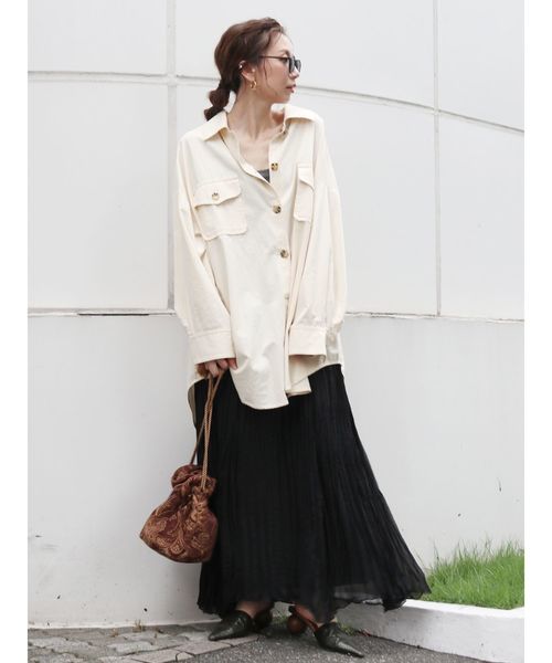 Ungrid（アングリッド）の「ランダムプリーツマキシスカート（スカート・レディース・ブラック/パープル/ベージュ・FREE）」の11枚目の写真