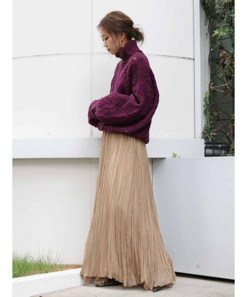 Ungrid（アングリッド）の「ランダムプリーツマキシスカート（スカート・レディース・ブラック/パープル/ベージュ・FREE）」の17枚目の写真