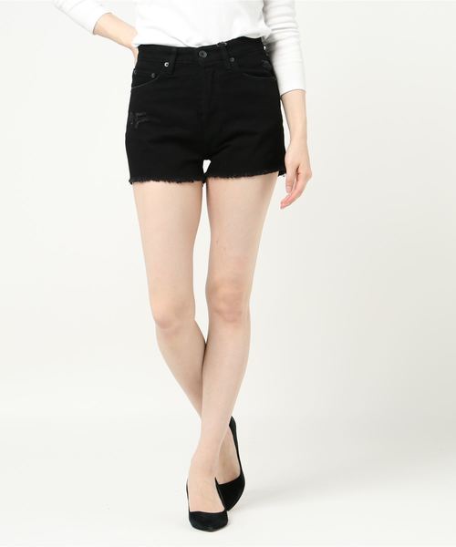 BRIXTON(ブリクストン)の「【BRIXTON】NATASHA CUT OFF SHORT(デニムパンツ・レディース・ブラック/ブルー・25/26/27)」の1枚目の写真