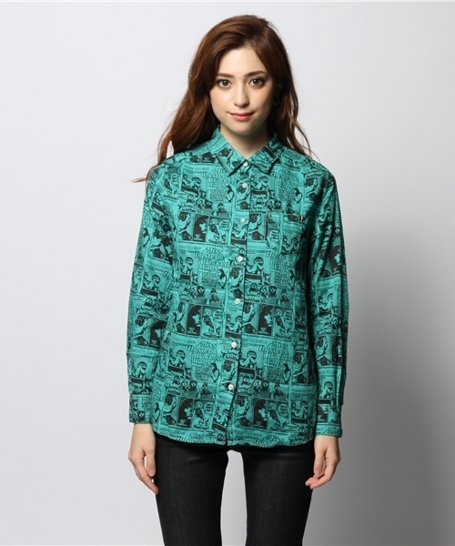 HYSTERIC GLAMOUR（ヒステリックグラマー）の「STRANGE COMIC総柄 長袖SH（シャツ/ブラウス・レディース・ピンク系その他/グリーン系その他/グレー系その他・FREE）」の5枚目の写真