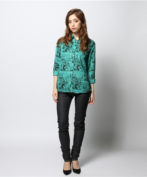 HYSTERIC GLAMOUR（ヒステリックグラマー）の「STRANGE COMIC総柄 長袖SH（シャツ/ブラウス・レディース・ピンク系その他/グリーン系その他/グレー系その他・FREE）」の12枚目の写真