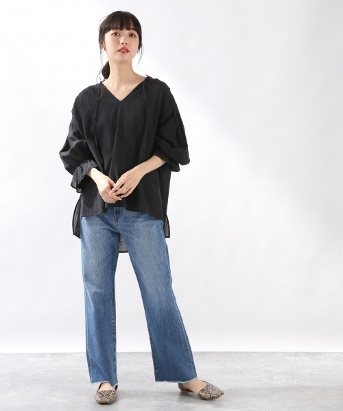 LOWRYS FARM（ローリーズファーム）の「ヨウリュウカフタンブラウス　879459（シャツ/ブラウス・レディース・ブラック/オフホワイト/ピンク・FREE）」の15枚目の写真