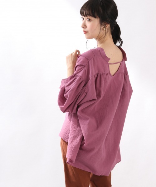 LOWRYS FARM（ローリーズファーム）の「ヨウリュウカフタンブラウス　879459（シャツ/ブラウス・レディース・ブラック/オフホワイト/ピンク・FREE）」の7枚目の写真